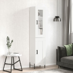 Credenza 34,5x34x180 cm in Legno Multistrato Bianco Lucido