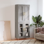 Credenza Grigio Sonoma 69,5x34x180 cm in Legno Multistrato