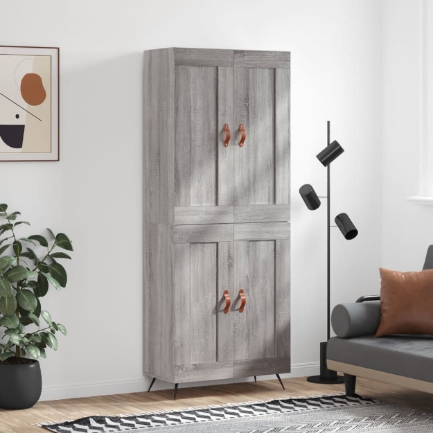 Credenza Grigio Sonoma 69,5x34x180 cm in Legno Multistrato