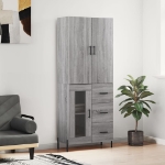 Credenza Grigio Sonoma 69,5x34x180 cm in Legno Multistrato