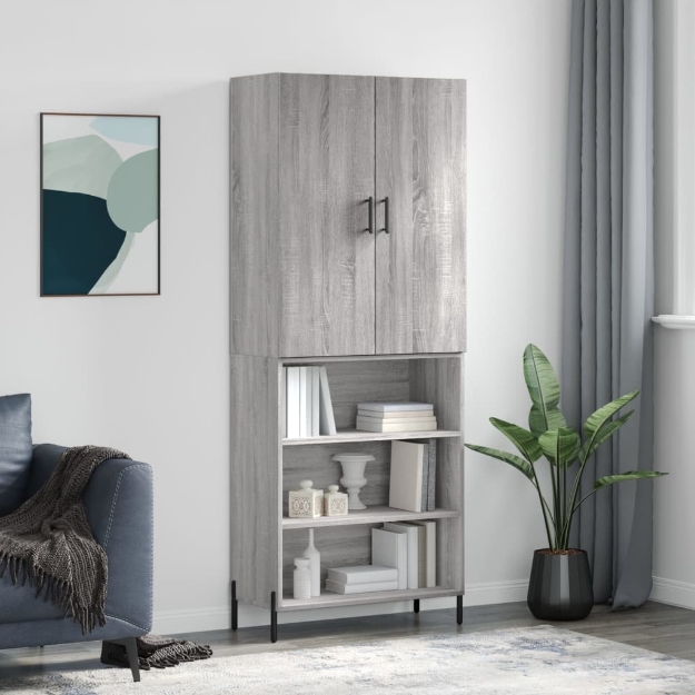 Credenza Grigio Sonoma 69,5x34x180 cm in Legno Multistrato