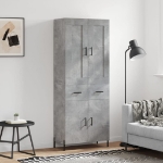 Credenza Grigio Cemento 69,5x34x180 cm in Legno Multistrato