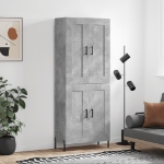 Credenza Grigio Cemento 69,5x34x180 cm in Legno Multistrato