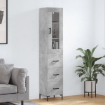 Credenza Grigio Cemento 34,5x34x180 cm in Legno Multistrato