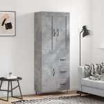 Credenza Grigio Cemento 69,5x34x180 cm in Legno Multistrato