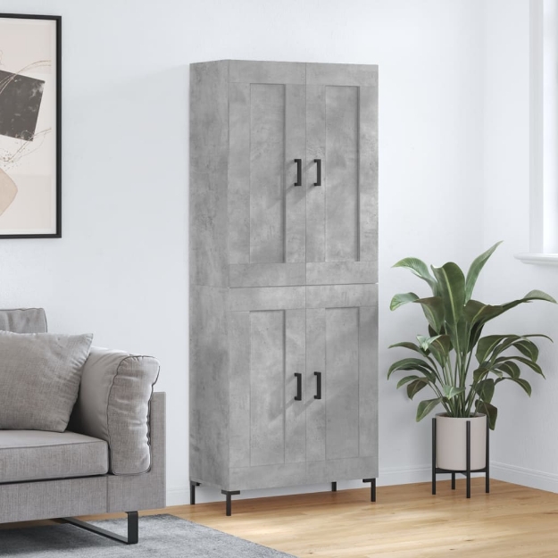 Credenza Grigio Cemento 69,5x34x180 cm in Legno Multistrato