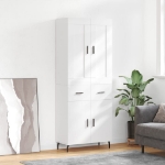 Credenza Bianco Lucido 69,5x34x180 cm in Legno Multistrato