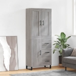 Credenza Grigio Sonoma 69,5x34x180 cm in Legno Multistrato