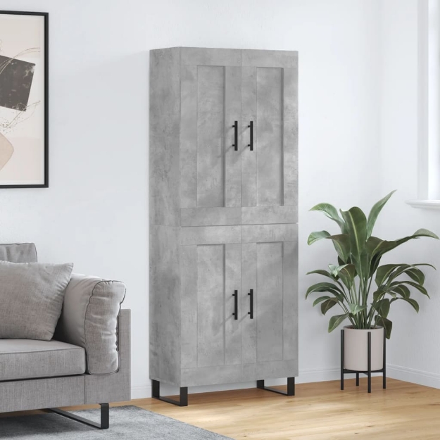 Credenza Grigio Cemento 69,5x34x180 cm in Legno Multistrato