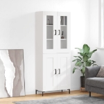 Credenza Bianco Lucido 69,5x34x180 cm in Legno Multistrato