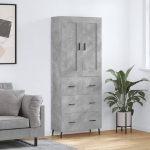 Credenza Grigio Cemento 69,5x34x180 cm in Legno Multistrato