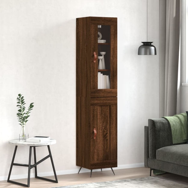 Credenza Rovere Marrone 34,5x34x180 cm in Legno Multistrato