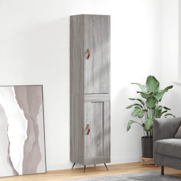 Credenza Grigio Sonoma 34,5x34x180 cm in Legno Multistrato