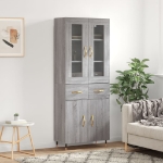 Credenza Grigio Sonoma 69,5x34x180 cm in Legno Multistrato