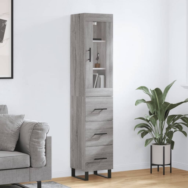 Credenza Grigio Sonoma 34,5x34x180 cm in Legno Multistrato