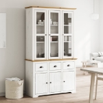 Credenza BODO 115,5x43x200,5 cm Massello Pino Bianco e Marrone