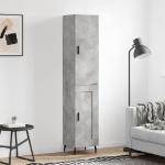 Credenza Grigio Cemento 34,5x34x180 cm in Legno Multistrato