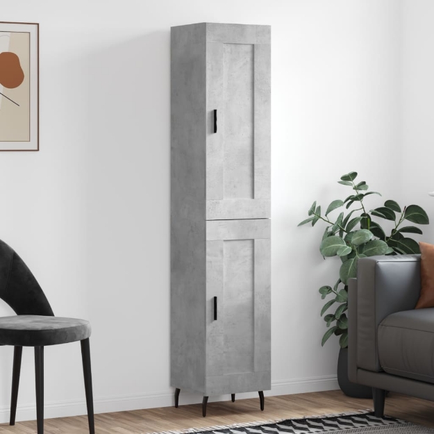 Credenza Grigio Cemento 34,5x34x180 cm in Legno Multistrato