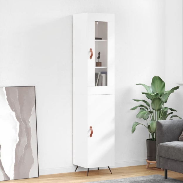 Credenza 34,5x34x180 cm in Legno Multistrato Bianco Lucido