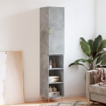 Credenza Grigio Cemento 34,5x34x180 cm in Legno Multistrato