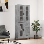 Credenza Grigio Cemento 69,5x34x180 cm in Legno Multistrato