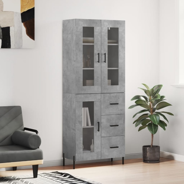 Credenza Grigio Cemento 69,5x34x180 cm in Legno Multistrato