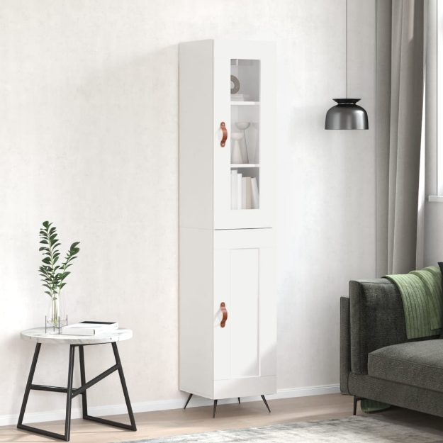 Credenza 34,5x34x180 cm in Legno Multistrato Bianco Lucido