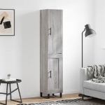 Credenza Grigio Sonoma 34,5x34x180 cm in Legno Multistrato