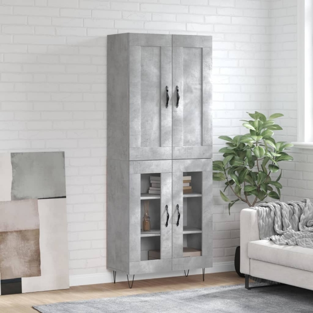 Credenza Grigio Cemento 69,5x34x180 cm in Legno Multistrato