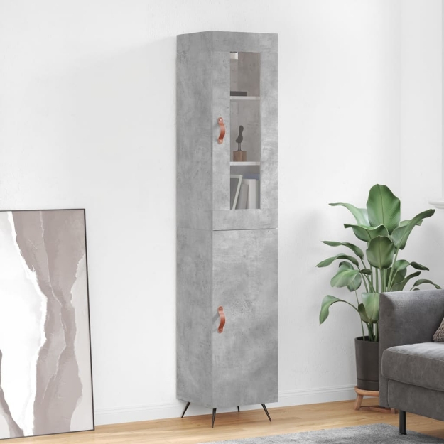 Credenza Grigio Cemento 34,5x34x180 cm in Legno Multistrato