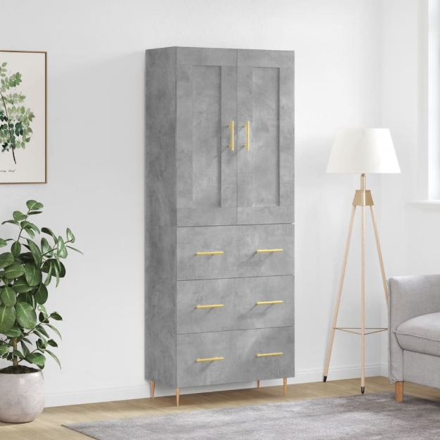 Credenza Grigio Cemento 69,5x34x180 cm in Legno Multistrato