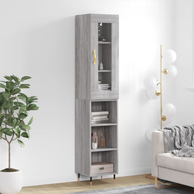 Credenza Grigio Sonoma 34,5x34x180 cm in Legno Multistrato