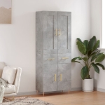 Credenza Grigio Cemento 69,5x34x180 cm in Legno Multistrato