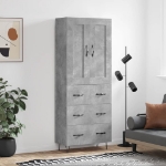 Credenza Grigio Cemento 69,5x34x180 cm in Legno Multistrato