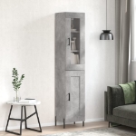 Credenza Grigio Cemento 34,5x34x180 cm in Legno Multistrato