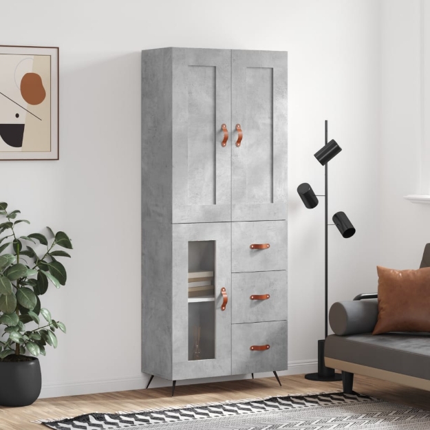 Credenza Grigio Cemento 69,5x34x180 cm in Legno Multistrato