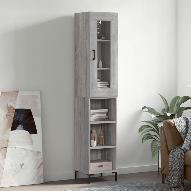 Credenza Grigio Sonoma 34,5x34x180 cm in Legno Multistrato