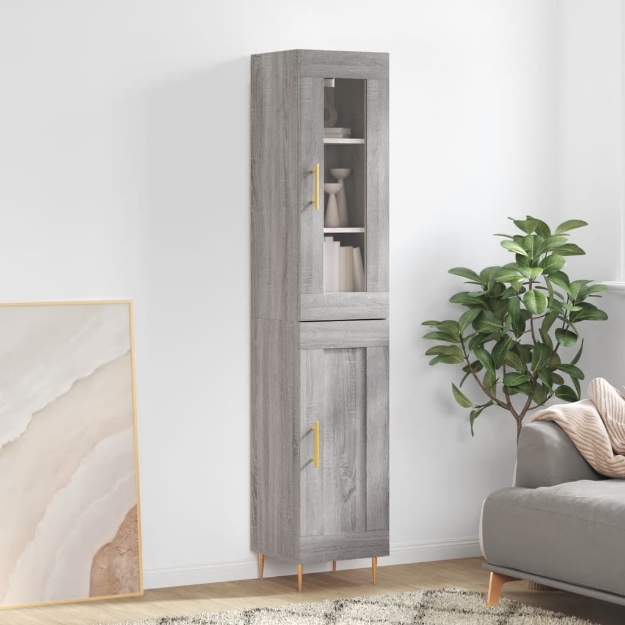 Credenza Grigio Sonoma 34,5x34x180 cm in Legno Multistrato