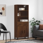 Credenza Rovere Marrone 69,5x34x180 cm in Legno Multistrato