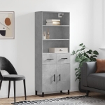 Credenza Grigio Cemento 69,5x34x180 cm in Legno Multistrato