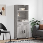 Credenza Grigio Sonoma 69,5x34x180 cm in Legno Multistrato