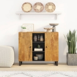 Credenza con 2 Ante 90x33x75 cm in Legno Massello di Mango