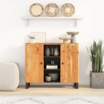 Credenza con 2 Ante 90x33x75 cm in Legno Massello di Acacia