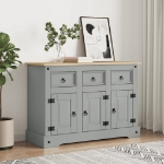 Credenza Corona Grigia 112x43x78 cm in Legno Massello di Pino