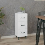 Credenza Bianco Lucido 34,5x34x90 cm in Legno Multistrato