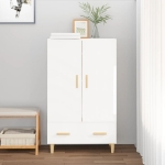 Credenza Bianco Lucido 70x31x115 cm in Legno Multistrato