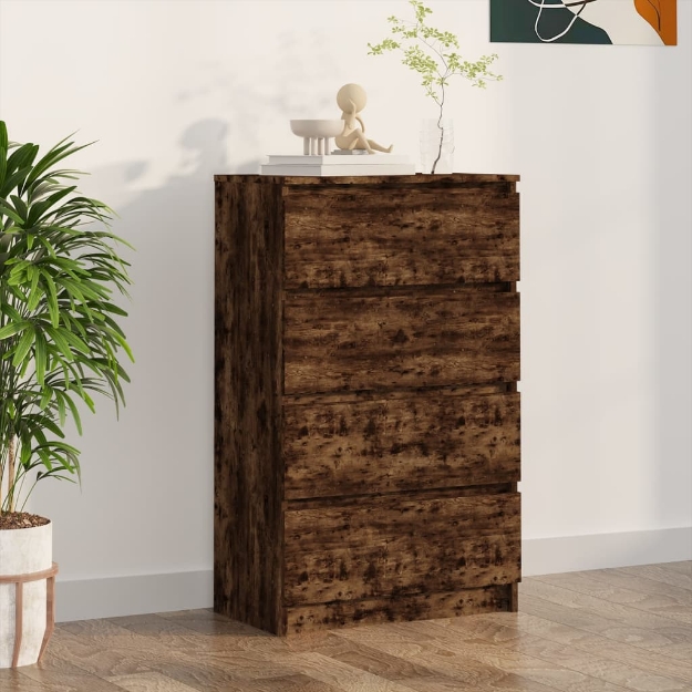 Credenza Rovere Fumo 60x35x98,5 cm in Legno Multistrato