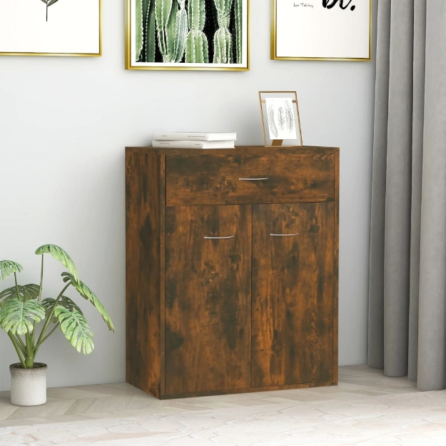 Credenza Rovere Fumo 60x30x75 cm in Legno Multistrato