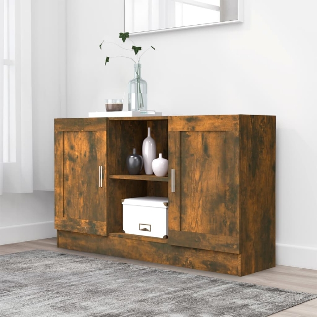 Credenza Rovere Fumo 120x30,5x70 cm in Legno Multistrato