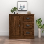 Credenza Rovere Marrone 70x35,5x67,5 cm in Legno Multistrato